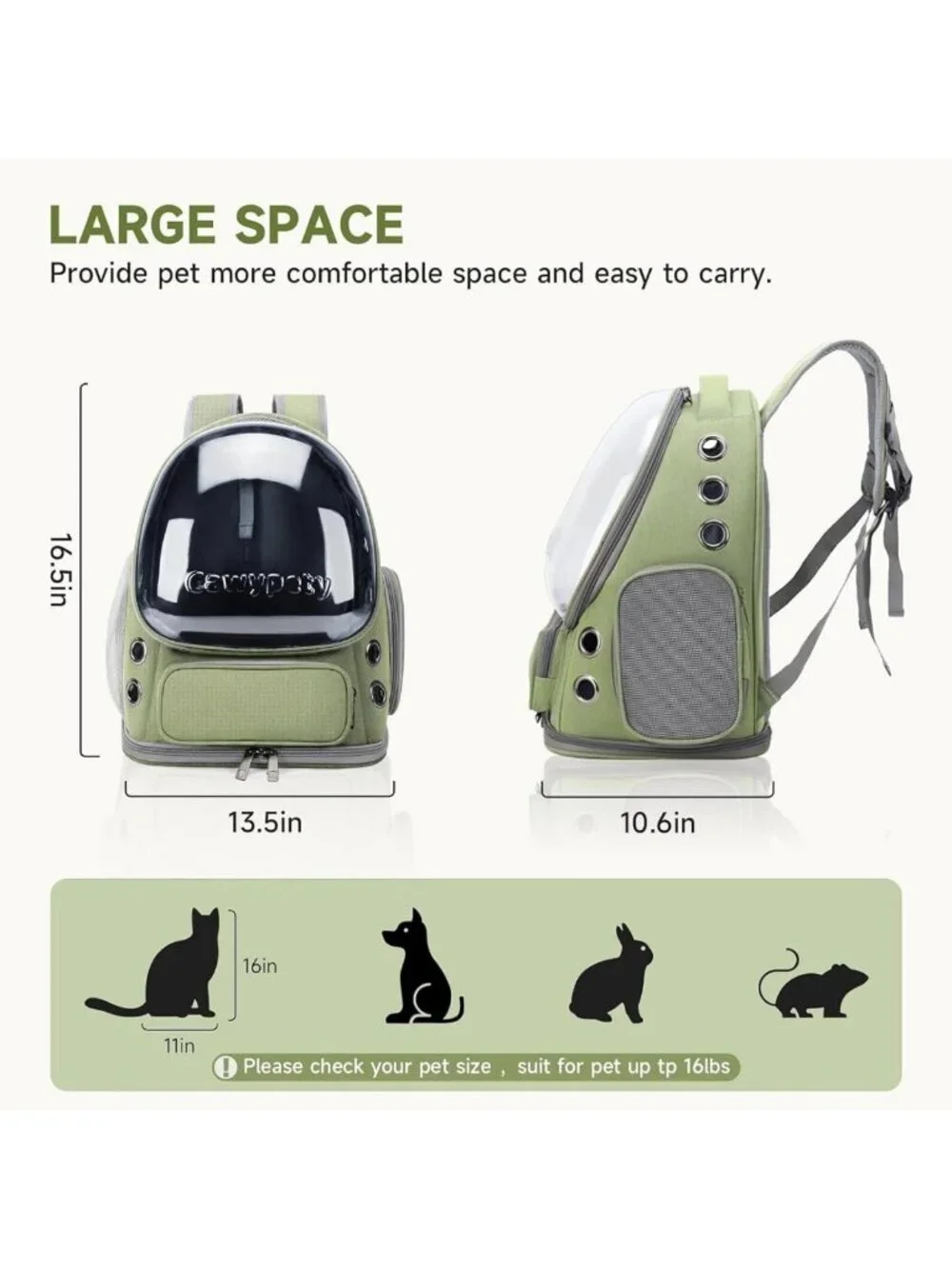 Breathable Bubble Cat Backpack Carrier - Large Space for Travel & Hiking